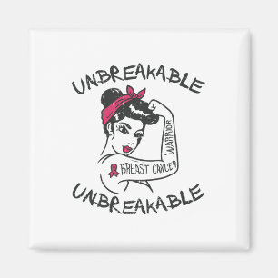 Aimant Rosie Unbreakable Pink Breast Cancer Guerrier Surv