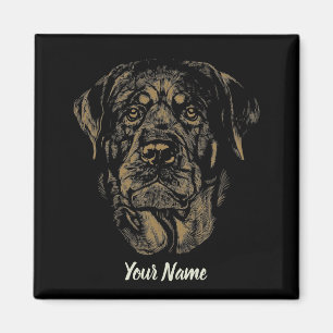Aimant Rottweiler Chien Portrait Vintage Rottie Design