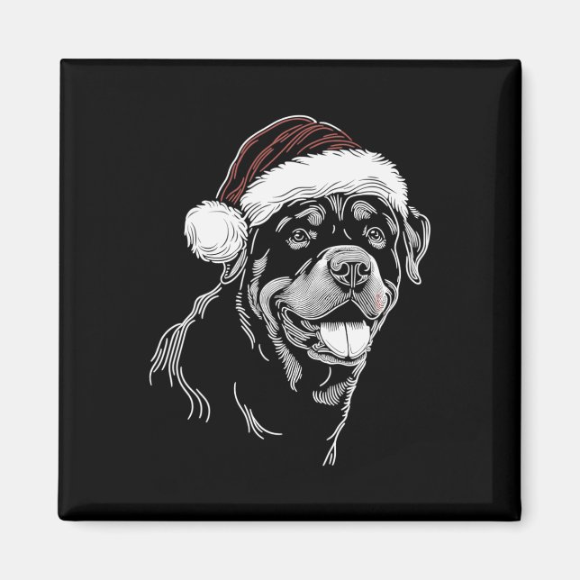Aimant Rottweiler Dog Santa Hat Christmas Xmas Pajama  (Devant)