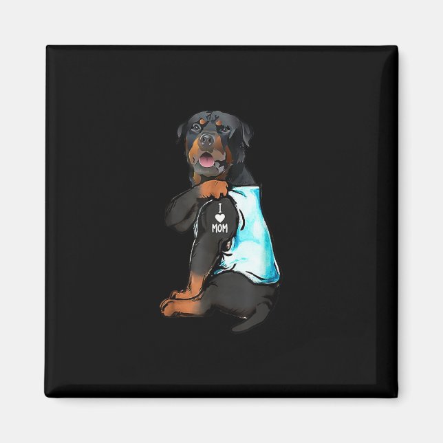 Aimant Rottweiler I Love Maman Tattoo (Devant)