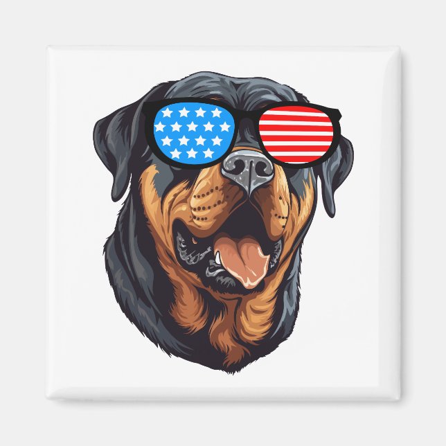 Aimant Rottweiler patriotique (Devant)
