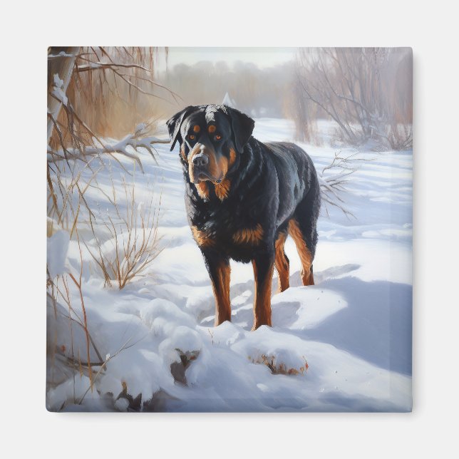 Aimant Rottweiler Qu'il neige Noël (Devant)