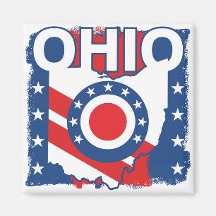 Aimant Rouge blanc et bleu Patriotique Grunge Ohio