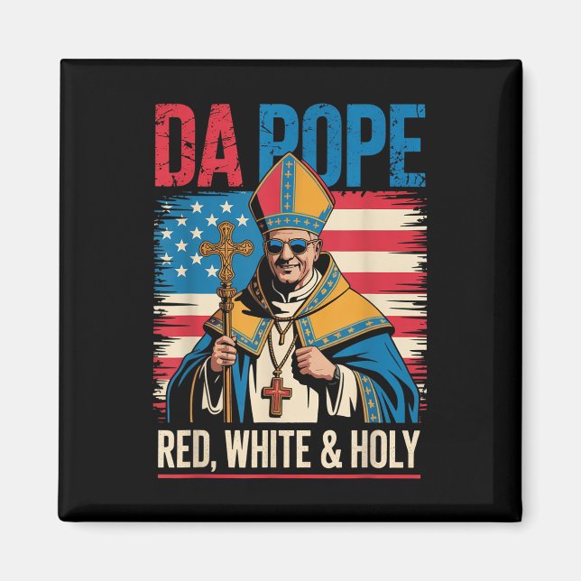 Aimant Rouge Blanc Saint Da Pape D'Amérique Chicago Pape  (Devant)