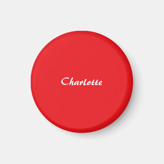 Aimant Rouge Blanc Script Élégant Minimaliste Moderne Nom