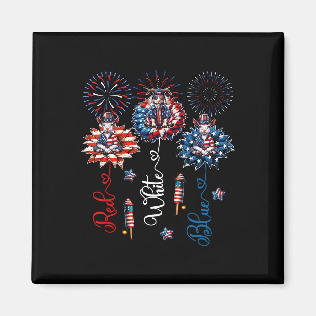 Aimant Rouge Bleu Blanc Trois chèvres mignonnes Sur Flora (Devant)