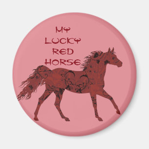 Aimant rouge chanceux du cheval