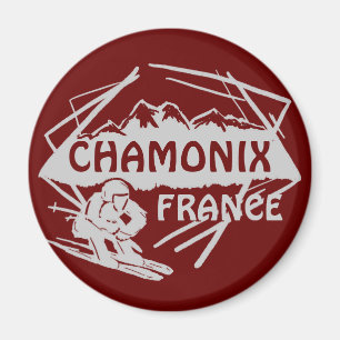 Aimant rouge d'art de logo de ski de Chamonix