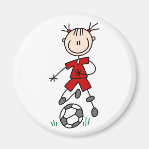Aimant rouge de footballeur de fille