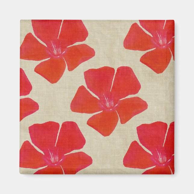 Aimant rouge de motif de fleurs (Devant)