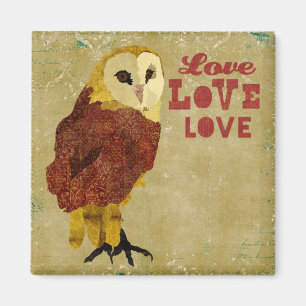 Aimant rouge d'or d'amour de hibou