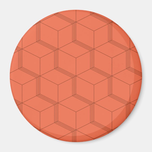 Aimant Rouge, dynamique, rétro, cool tendance ligne cube  (Devant)