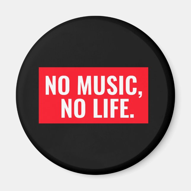 Aimant Rouge et blanc Design moderne Pas de musique Pas d (Devant)