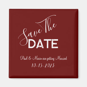 Aimant Rouge et Blanc Mariage Minimaliste Enregistrez la