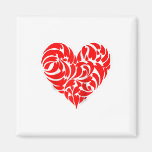 Aimant Rouge Et Blanc Tribal Heart Style Tatouage Style D