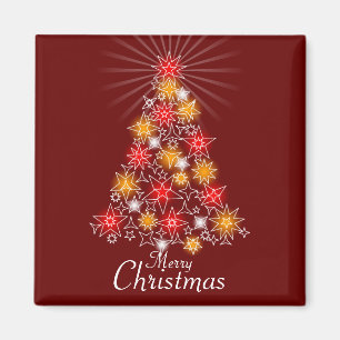 Aimant Rouge et carré d'arbre de Noël d'étoile d'or
