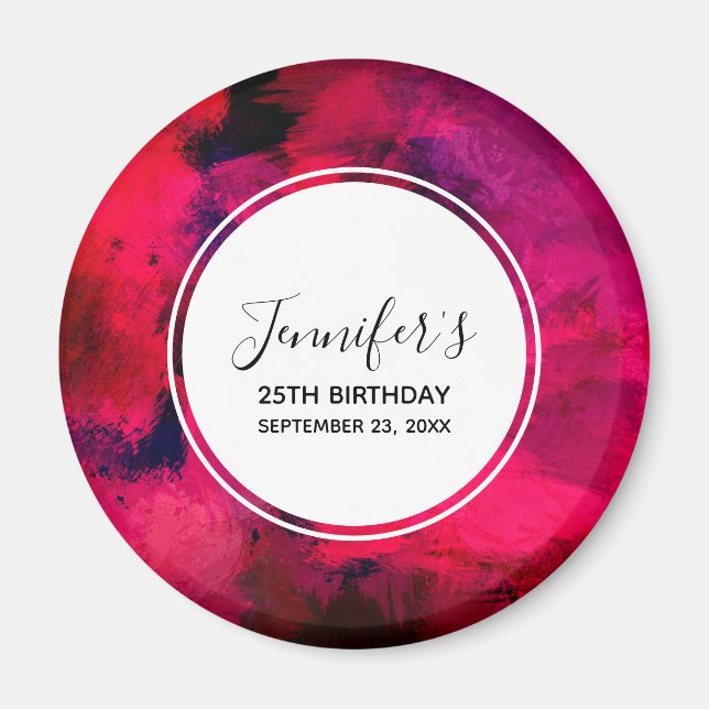 Aimant Rouge foncé et violet Abstrait moderne d'anniversa (Devant)