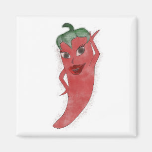 Aimant Rouge Hot Pepper Diva Aquarelle personnalisée
