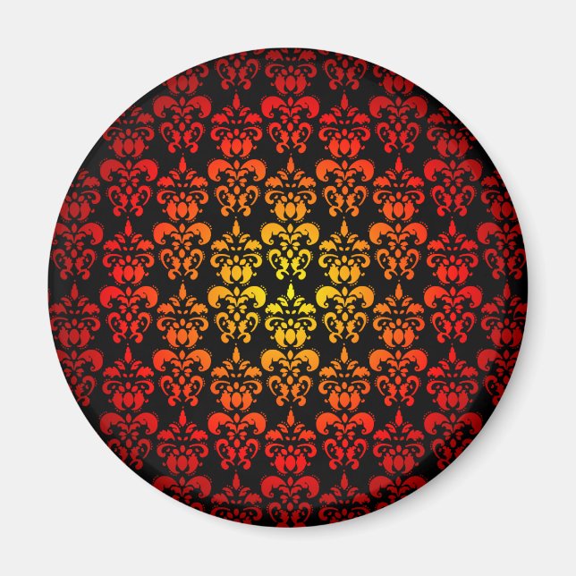 Aimant Rouge, jaune et noir damassé (Devant)