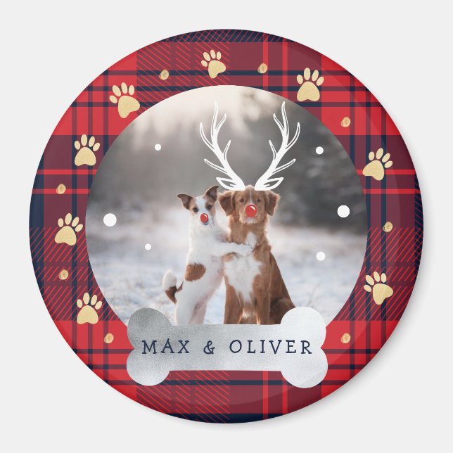 Aimant Rouge & Marine Blue Plaid & Gold Empreinte de patt (Devant)