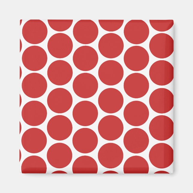 AIMANT ROUGE MODERNE, POIS BLANCS (Devant)
