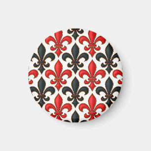 Aimant Rouge noir baroque Fleur de lis Motif Design