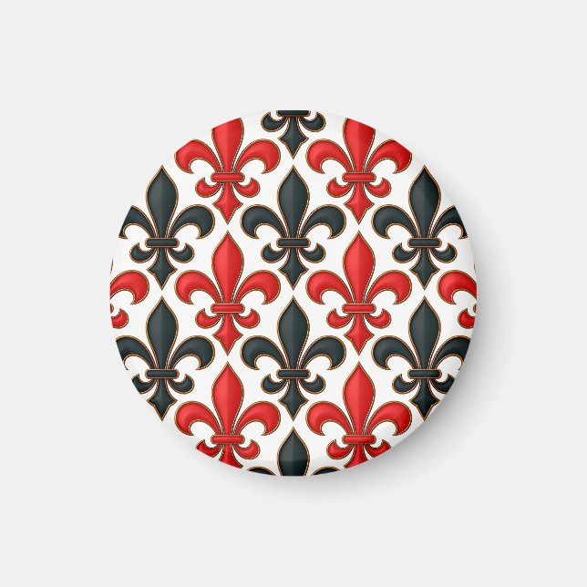 Aimant Rouge noir baroque Fleur de lis Motif Design (Devant)