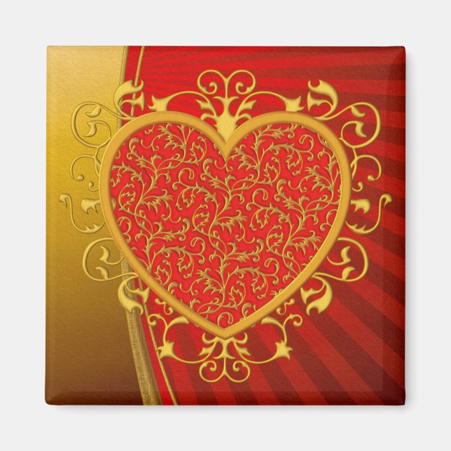 Aimant Rouge or Fleur de lis Coeur (Devant)