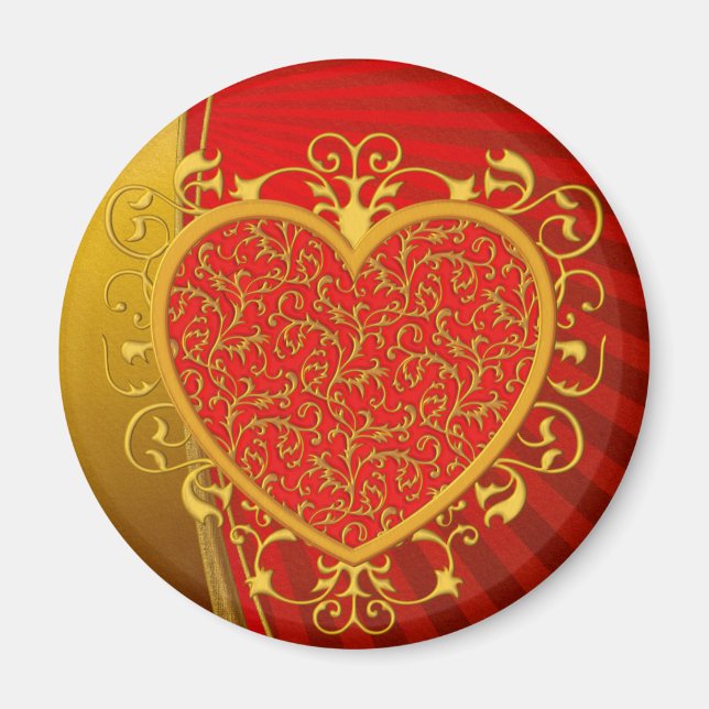 Aimant Rouge or Fleur de lis Coeur (Devant)