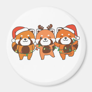 Aimant Rouge Panda Animaux de Noël mignons Pandas rouges