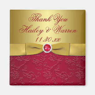 Aimant Rouge RIBBON IMPRIMÉ, mariage floral or préfér