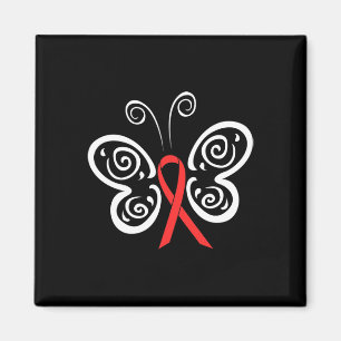 Aimant Rouge Ruban Papillon Sang Cancer VIH SIDA