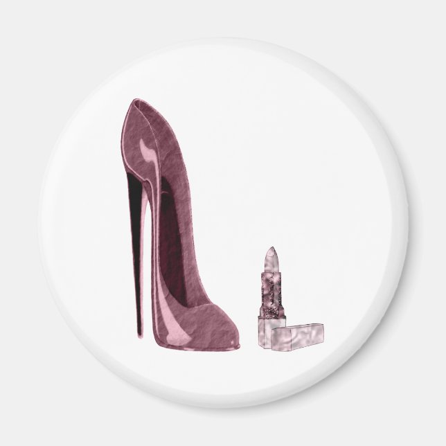 Aimant Rouge Stiletto Chaussure et bâton à lèvres (Devant)