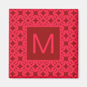 Aimant Rouge vif motif orné monogrammé
