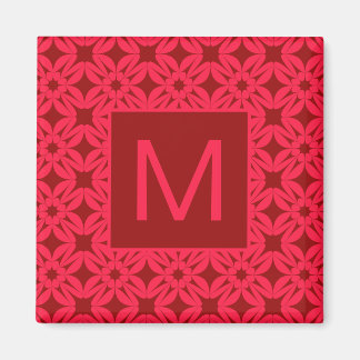 Aimant Rouge vif motif orné monogrammé