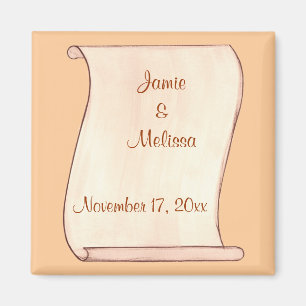 Aimant Rouleau brun et beige Enregistrer la date Mariage