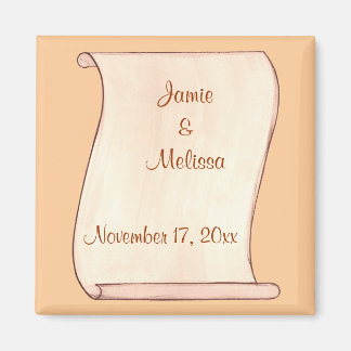Aimant Rouleau brun et beige Enregistrer la date Mariage