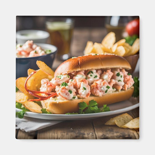 Aimant Rouleau de homard et frites (Devant)