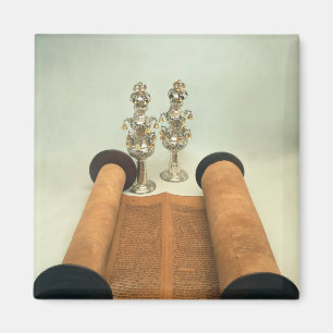 Aimant Rouleau de Torah avec les finials argentés de