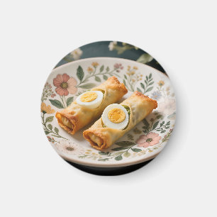 Aimant Rouleaux de printemps croustillants sur assiette f