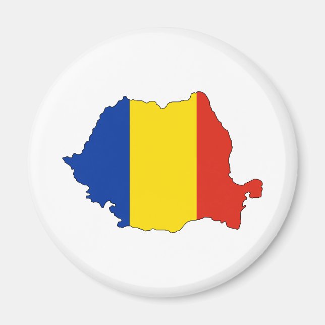 Aimant Roumanie - Carte du drapeau pleine taille (Devant)