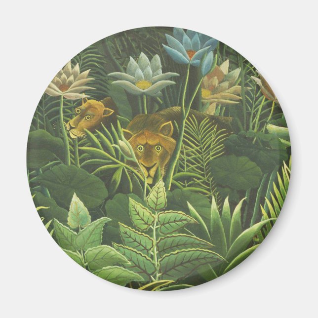 Aimant Rousseau Tropical Jungle Lion Peinture (Devant)