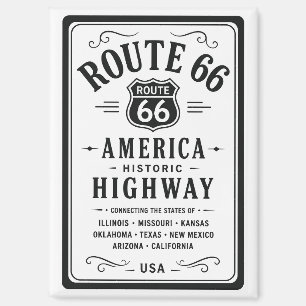 Aimant Route 66 América Vintage Highway Historique Art Dé