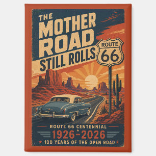 Aimant Route 66 Centenaire Blue Voiture Classique Route d
