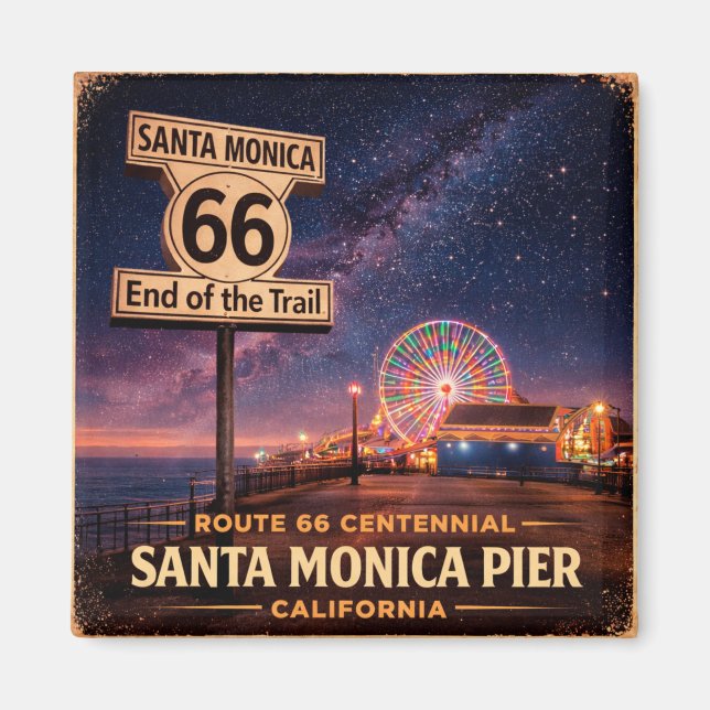 Aimant Route 66 Fin de la piste Pier Frigo Art (Devant)