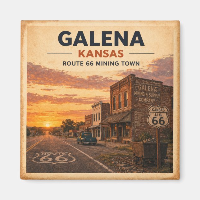 Aimant Route 66 Galena Kansas Classique du Patrimoine au  (Devant)