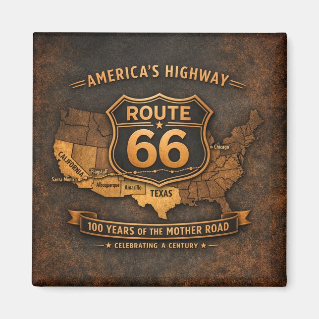 Aimant Route 66 Monument du 100e anniversaire (Devant)