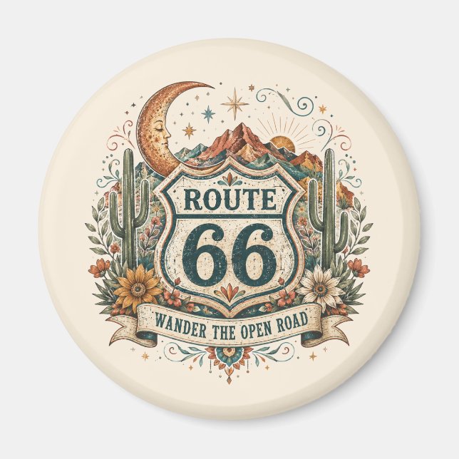 Aimant Route 66 occidentale Souvenir de coucher de soleil (Devant)