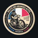 Aimant Route des Grandes Alpes | France | Motorcycle<br><div class="desc">Route des Grandes Alpes,  réalisée dans un emblème vintage de style en détresse. C'est le nom d'un voyage légendaire des montagnes à la mer,  à travers les Alpes françaises.</div>