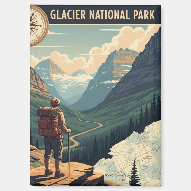 Aimant Route Going-to-the-sun du parc national de Glacier (Recto)